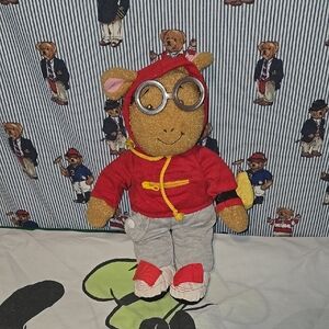Vintage 1996 Arthur Kids Plush Toy with Red Hoodie and Glasses Playskool